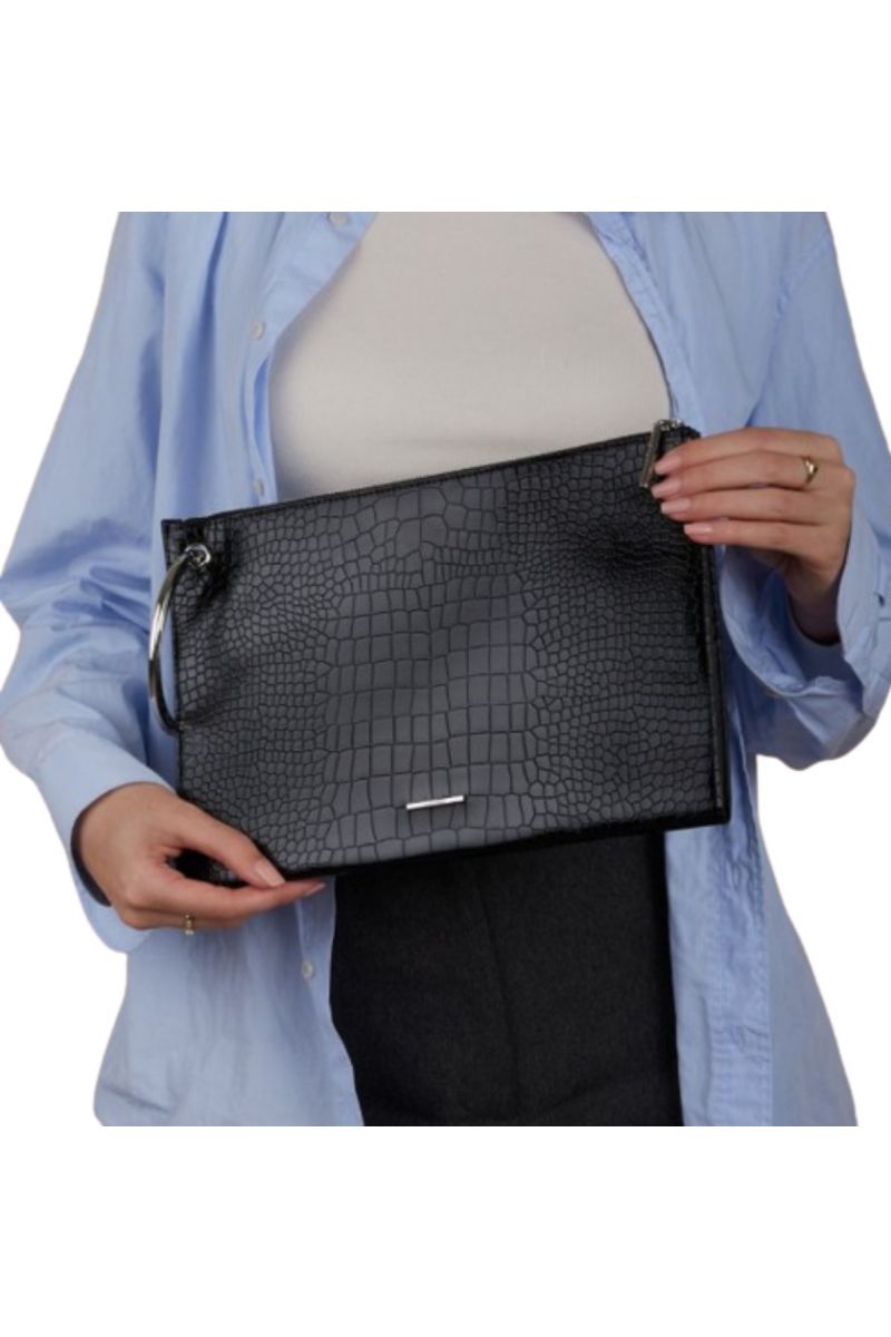 CALVIN KLEIN CK RING CLUTCH CROCO BEH