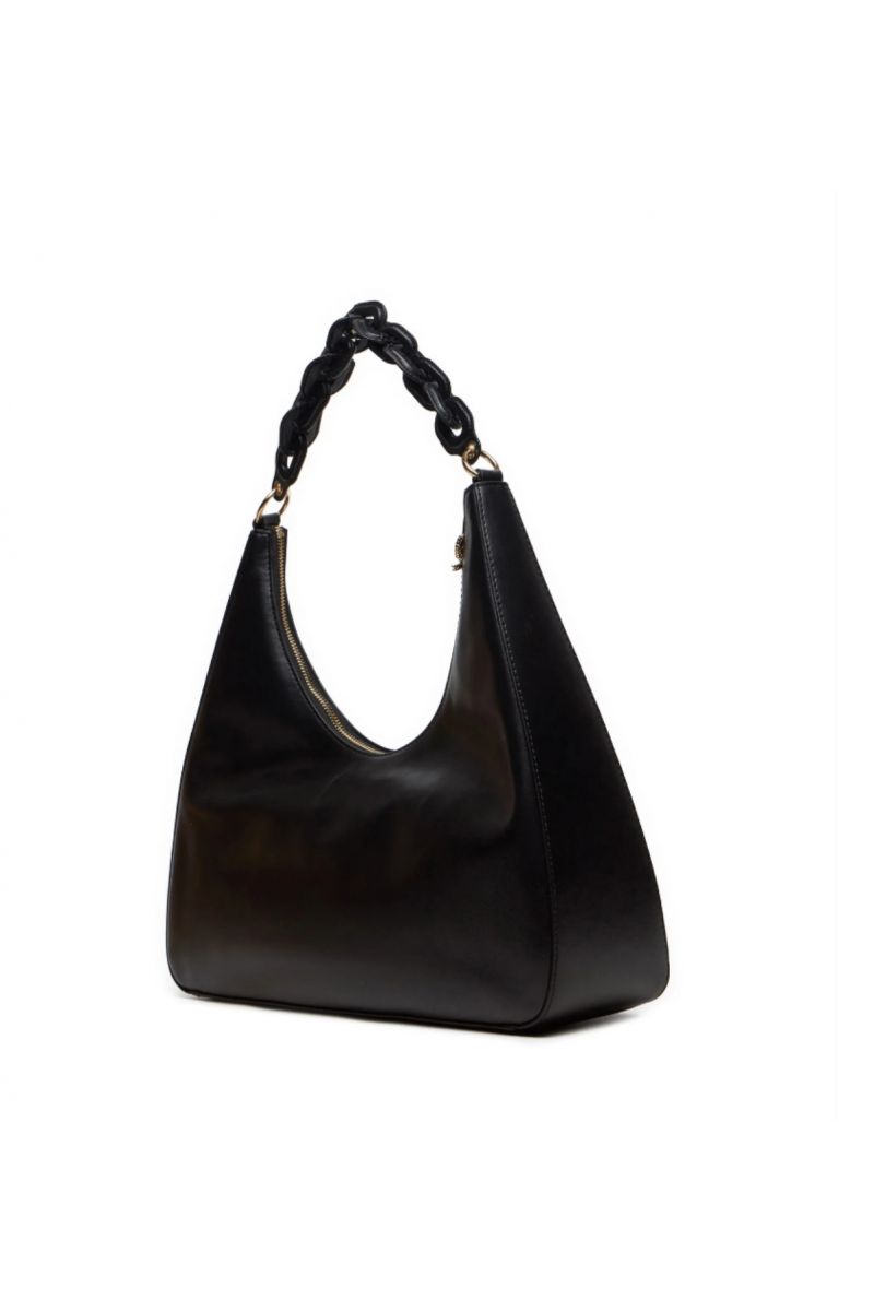 TOMMY HILFIGER SOFT LEATHER HOBO BLACK BDS