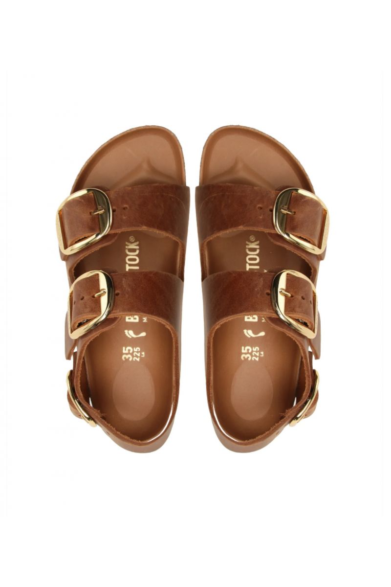 BIRKENSTOCK - LEATHER MILANO BIG BUCKLE LEOI COGNAC NARROW SEASONAL CLASSIC