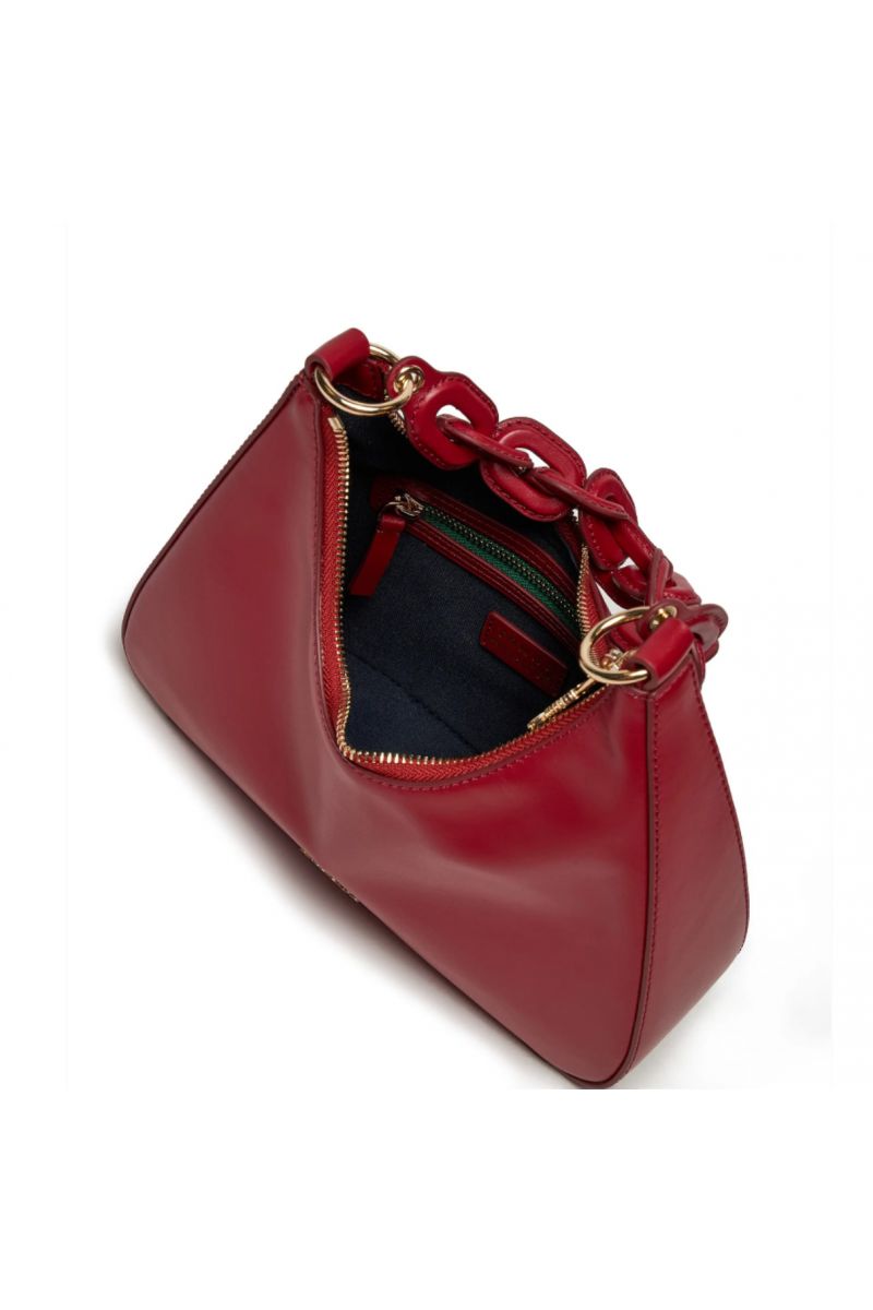 TOMMY HILFIGER SOFT LEATHER SHOULDER BAG RED XNN