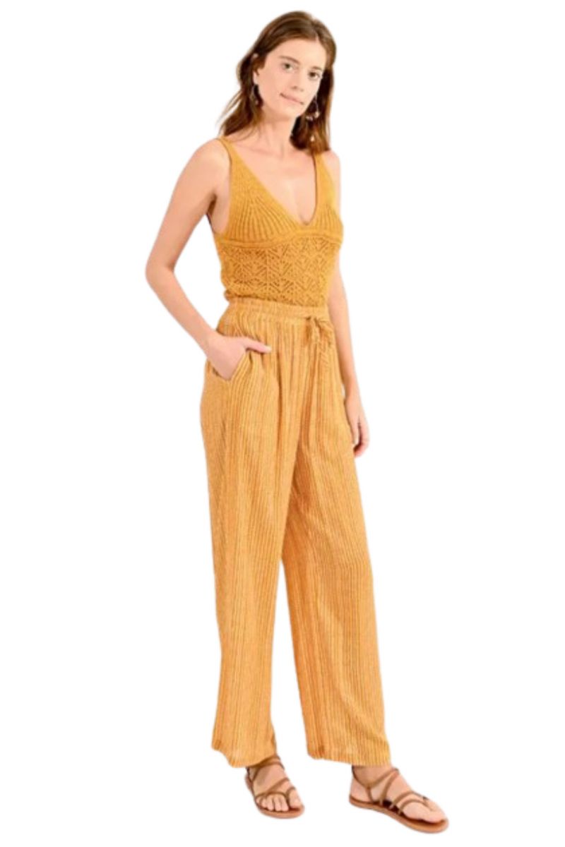 MOLLY BRACKEN LADIES WOVEN PANTS LA1485 YELLOW MANGO