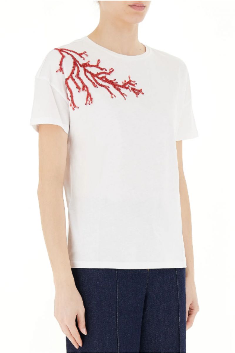 DIANA GALLESI - T-SHIRT SHORT SLEEVE WHITE RED/STRASS