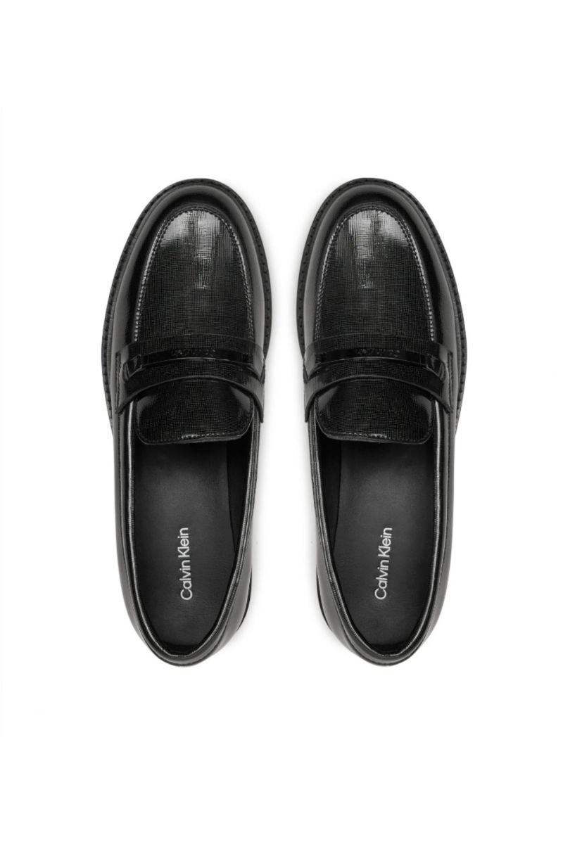 CALVIN KLEIN LOAFERS W/M BAR SAFF LTH BLACK BEH