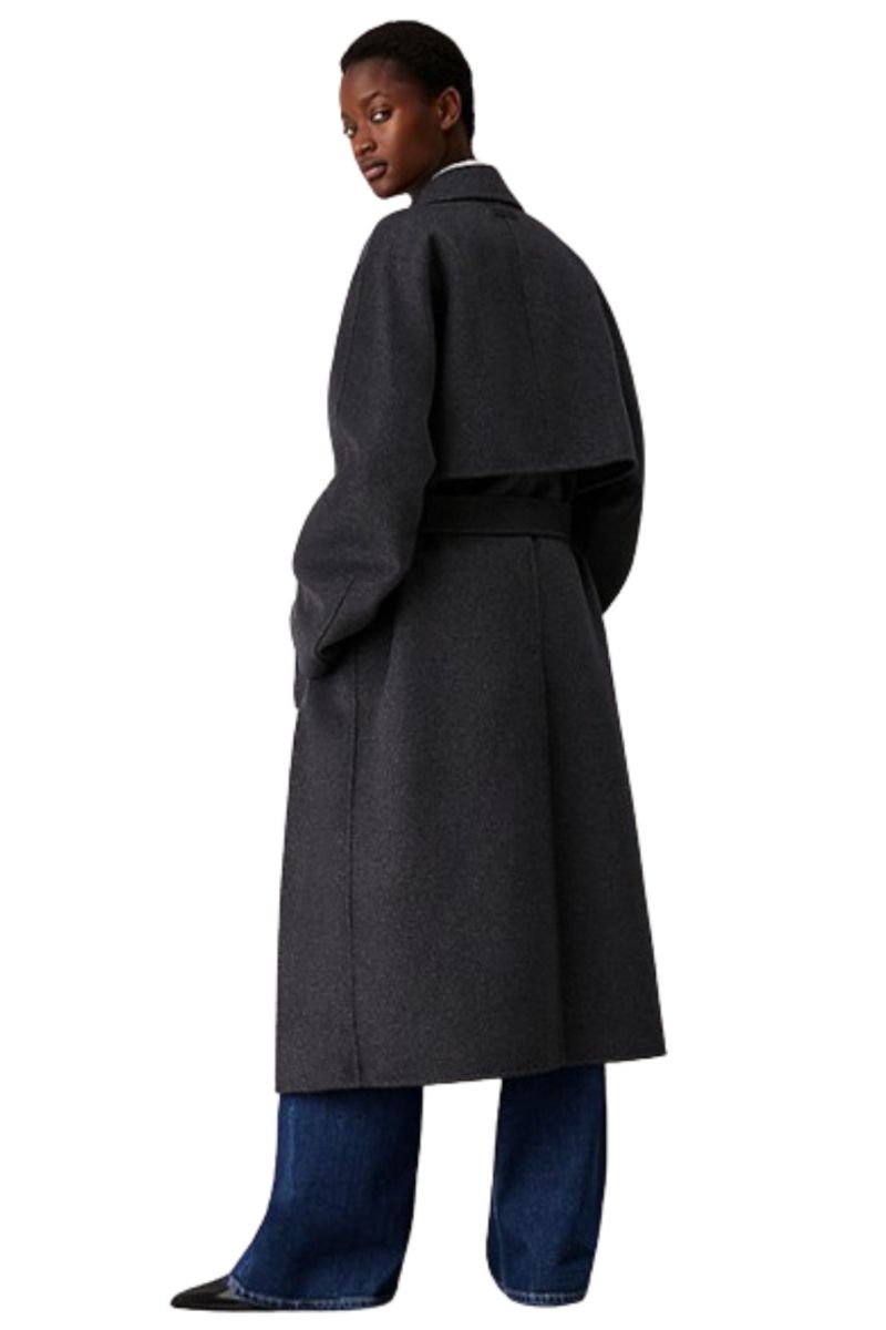 CALVIN KLEIN LS DFACE WOOL LONG WRAP COAT GREY_N4A