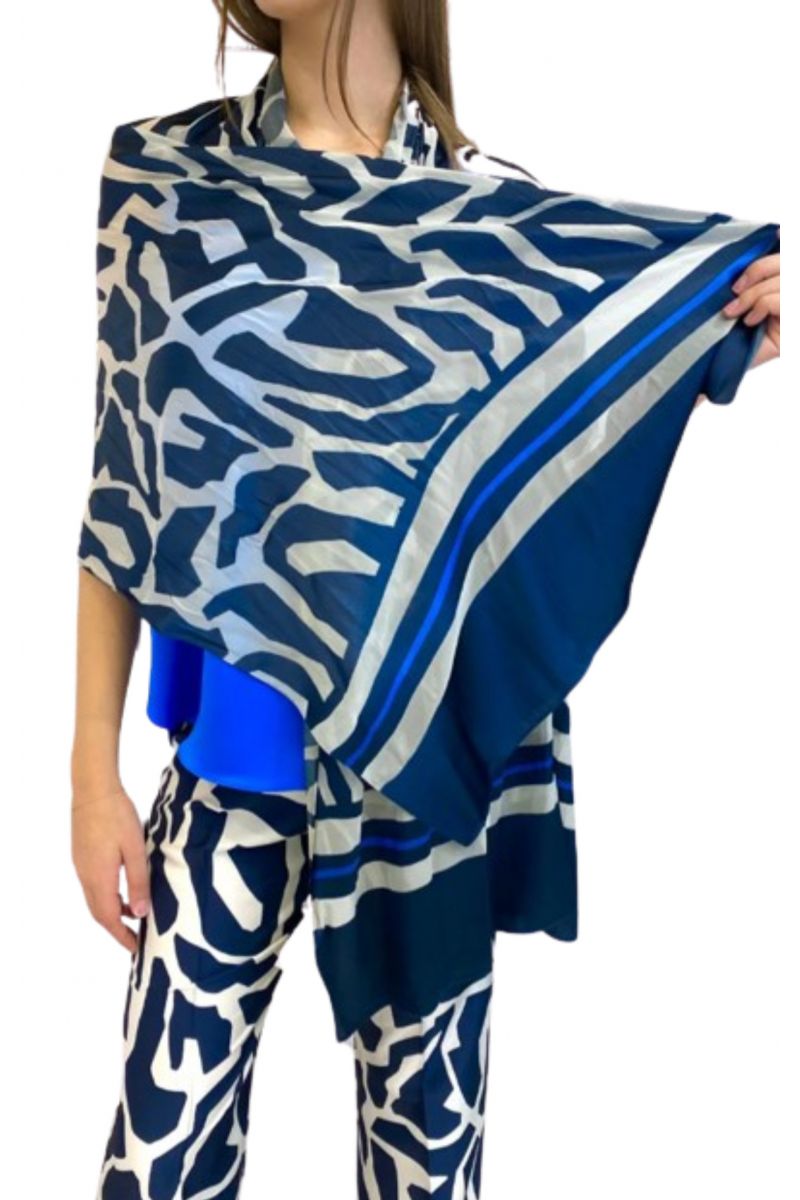 DIANA GALLESI - SCARF DARK BLUE/WHITE