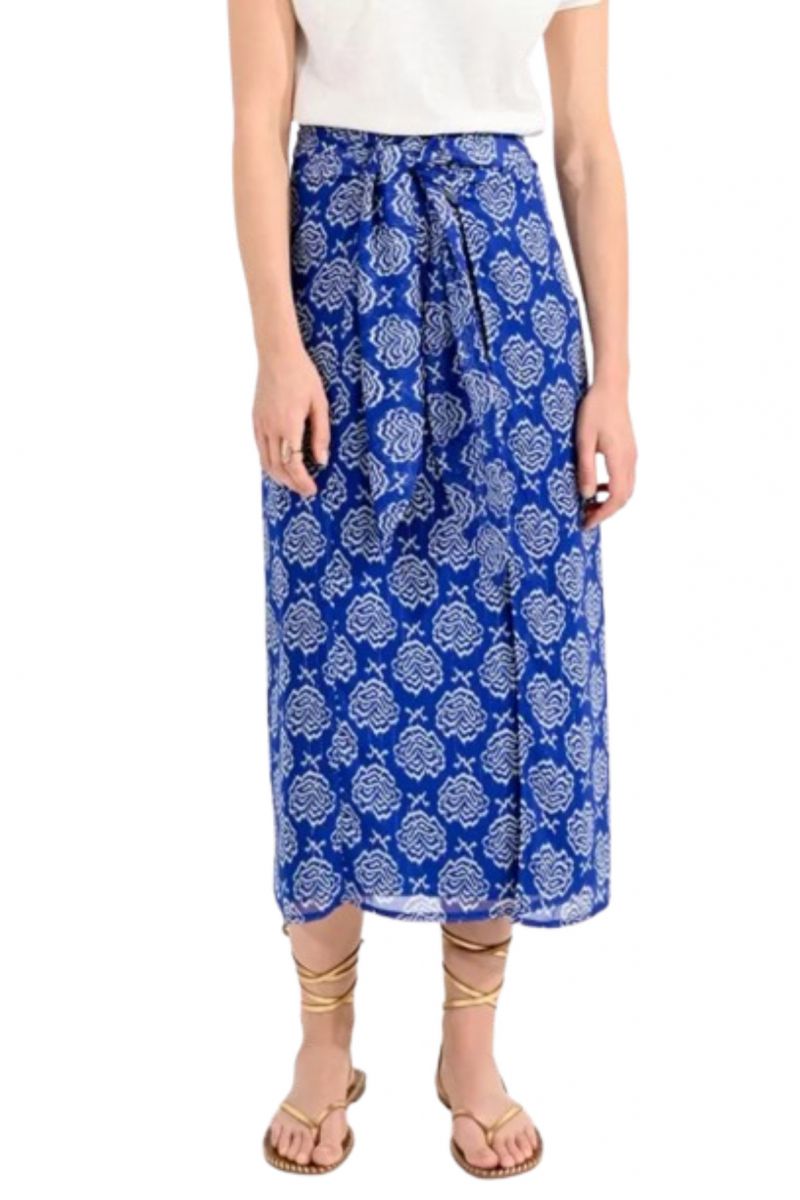 MOLLY BRACKEN LADIES WOVEN T1769 SKIRT BLUE/WHITE