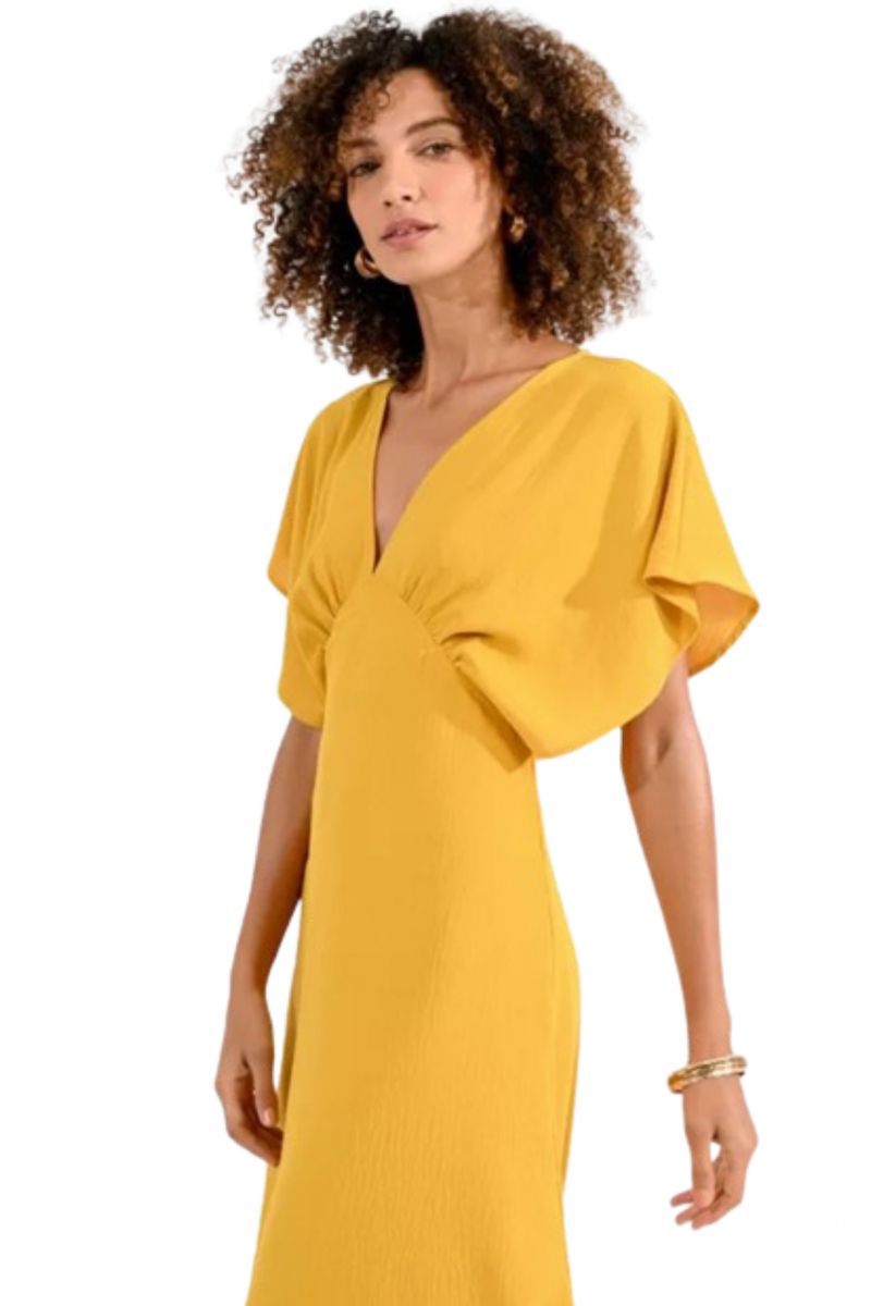 MOLLY BRACKEN LADIES WAVEN DRESS G867B YELLOW MANGO