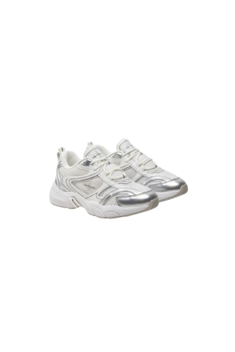 CALVIN KLEIN RETRO TENNIS LOW LACE MH ML MTL BRIGHT WHITE/SILVER