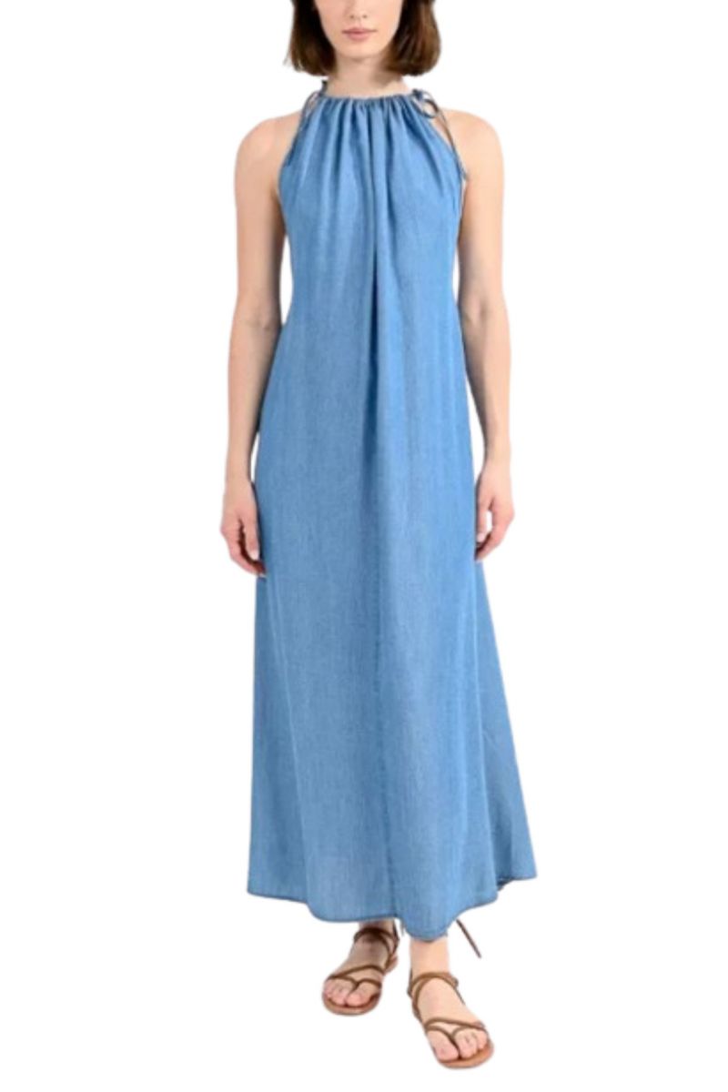 MOLLY BRACKEN LADIES WAVEN DRESS Z460CE DENIM BLUE