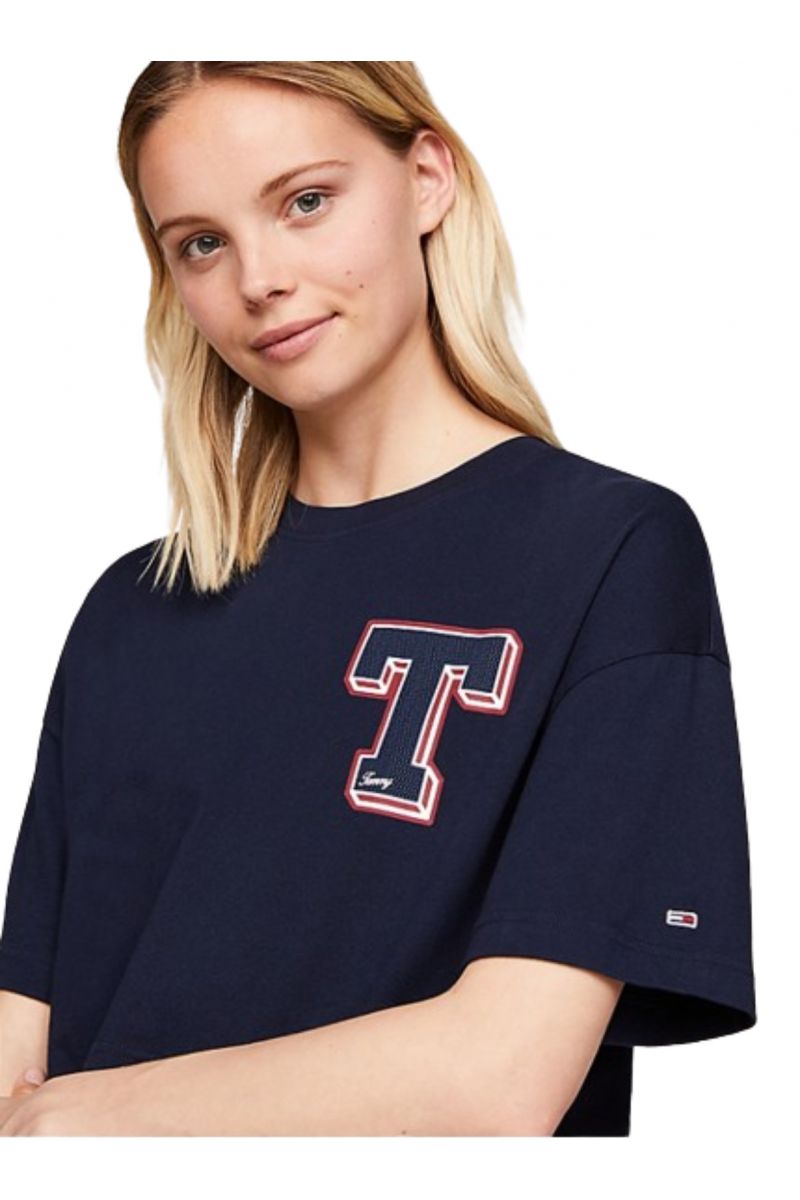 TOMMY HILFIGER TJW LETTERMAN TEE DARK NIGHT NAVY CIG