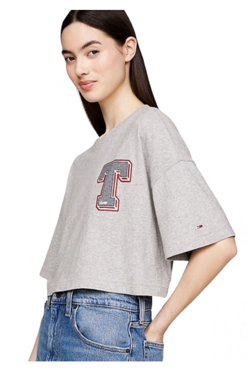 TOMMY HILFIGER TJW LETTERMAN TEE SILVER GREY HTR