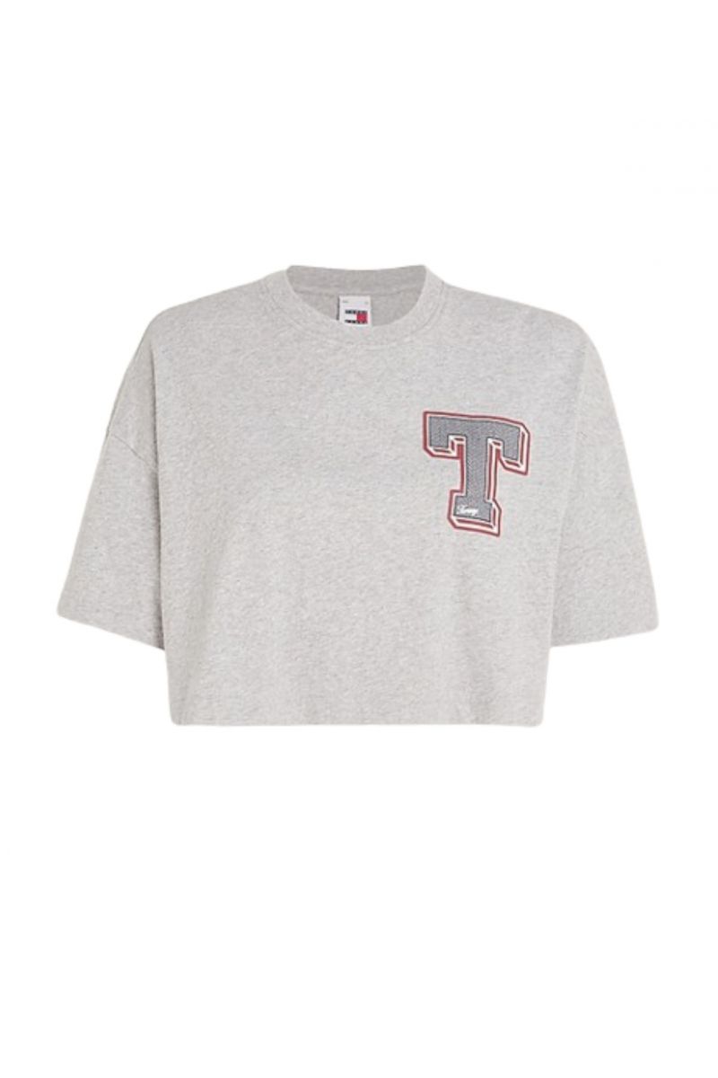 TOMMY HILFIGER TJW LETTERMAN TEE SILVER GREY HTR