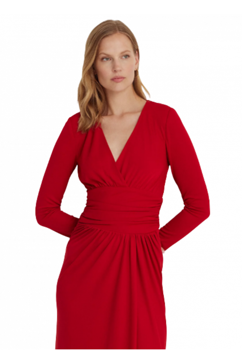 RALPH LAUREN STR MATTE JERSEY-DRESS MARTIN RED