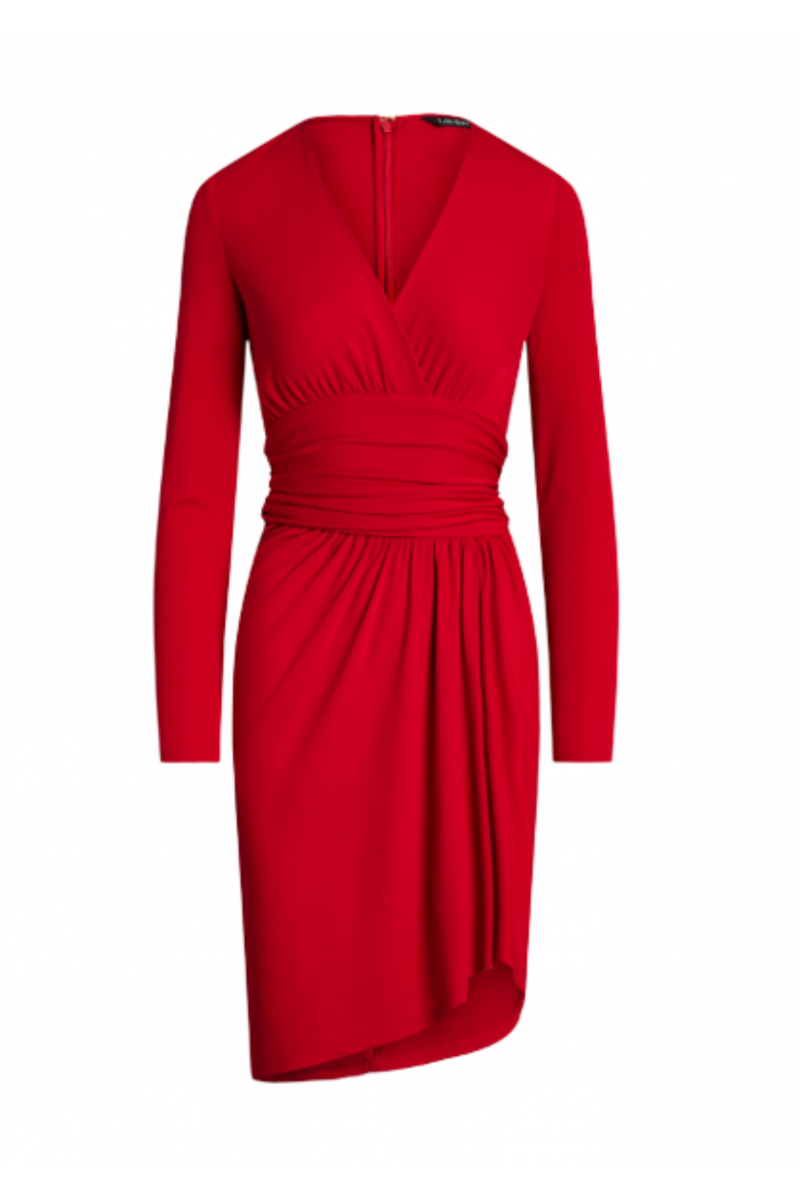 RALPH LAUREN STR MATTE JERSEY-DRESS MARTIN RED