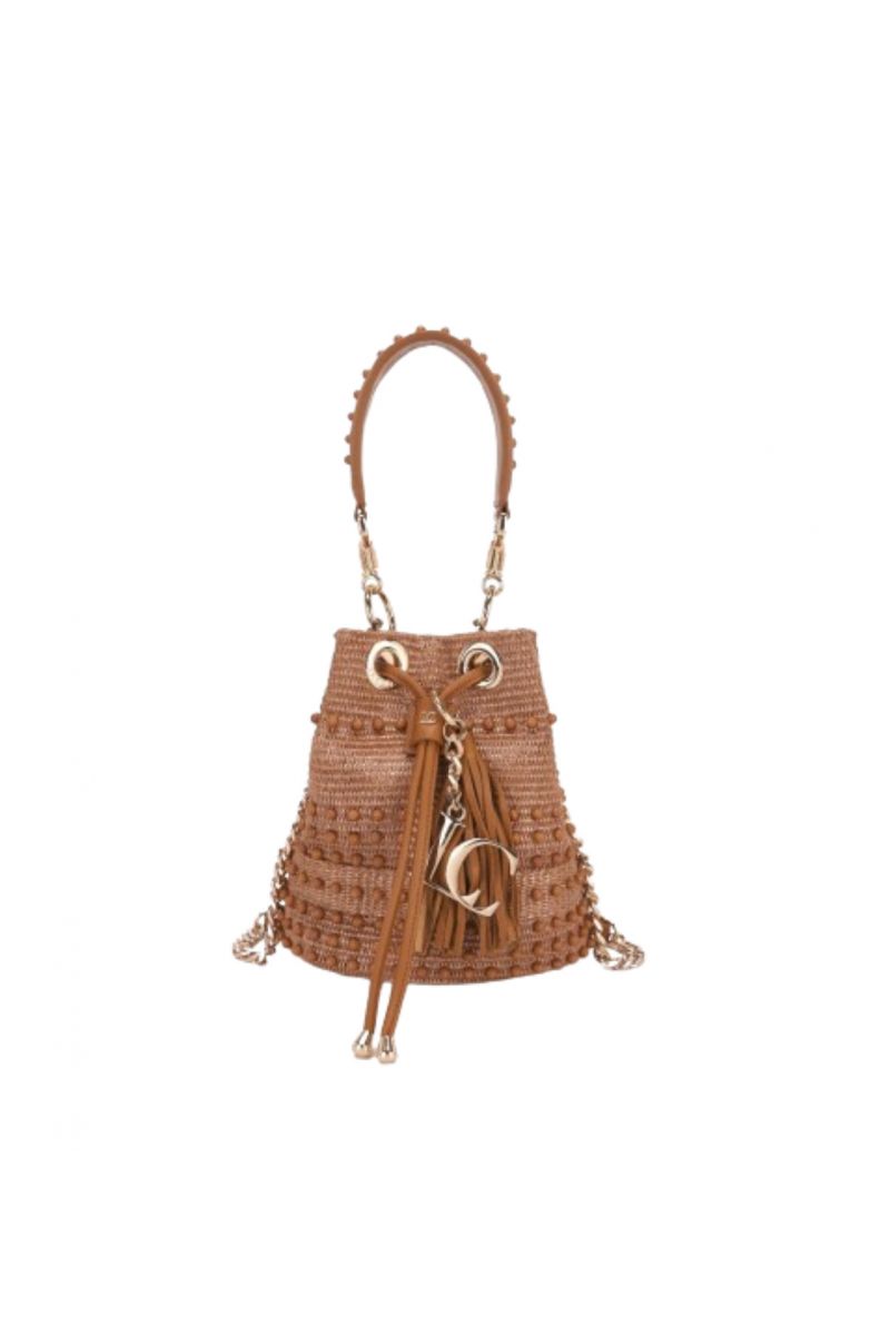 LA CARRIE - MALIBU BUCKET RAFFIA+SYNT. CUOIO