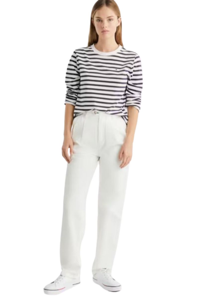 TOMMY HILFIGER MODERN REG STRIPE C-NK LS WHITE-DESERT SKY