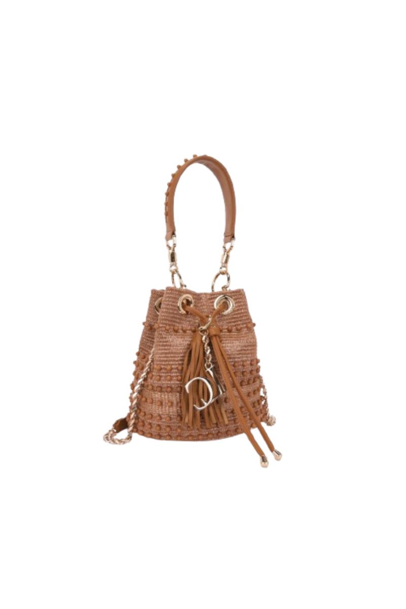 LA CARRIE - MALIBU BUCKET RAFFIA+SYNT. CUOIO