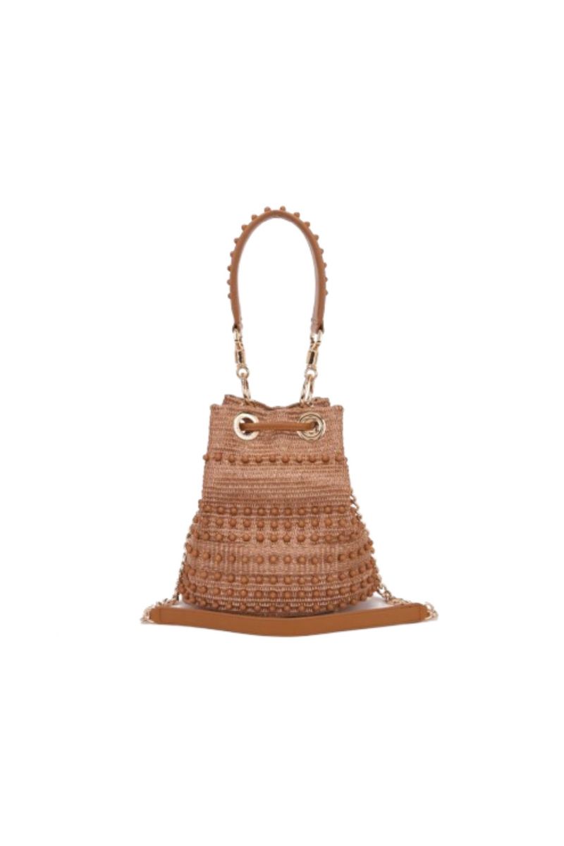 LA CARRIE - MALIBU BUCKET RAFFIA+SYNT. CUOIO