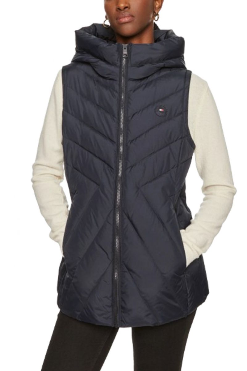 TOMMY HILFIGER CHEVRON MW DOWN VEST NAVY BLUE DW5