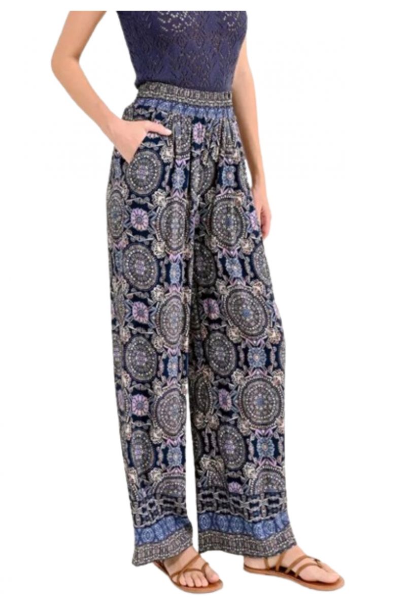 MOLLY BRACKEN LADIES WOVEN PANTS N274 NAVY PIA