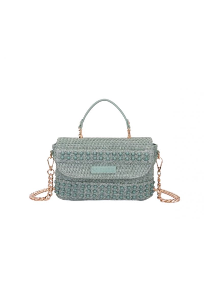 LA CARRIE - MALIBU MED HAND BAG RAFFIA+SYNT GREEN