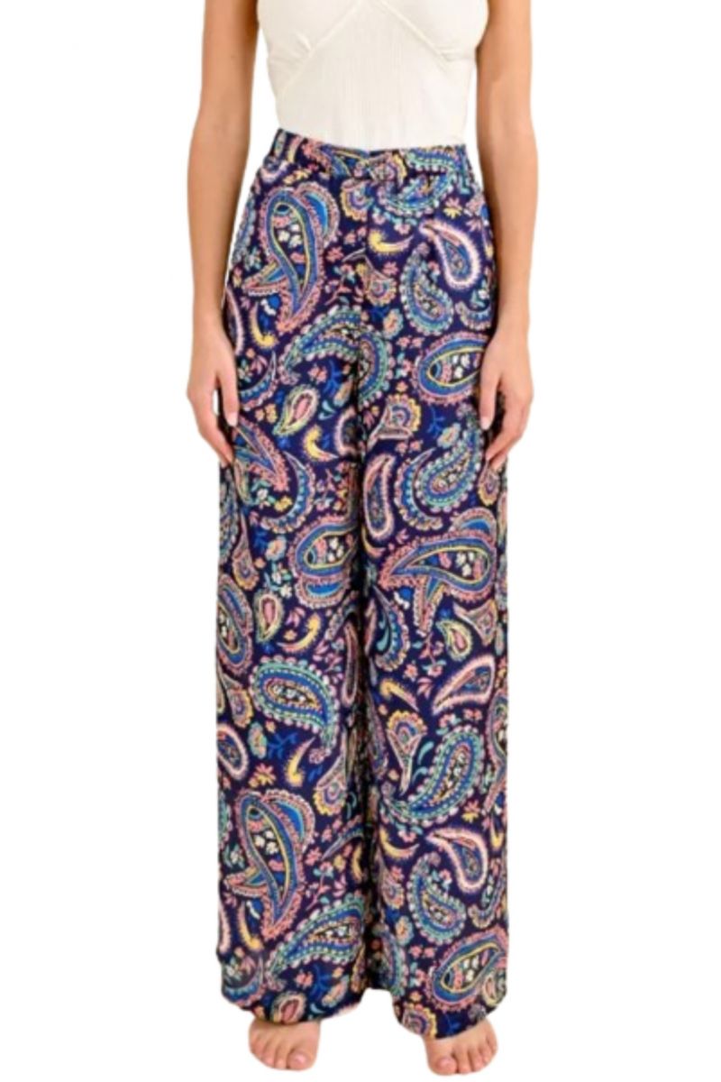 MOLLY BRACKEN LADIES WAVEN PANTS RVH102 NAVY SACHA