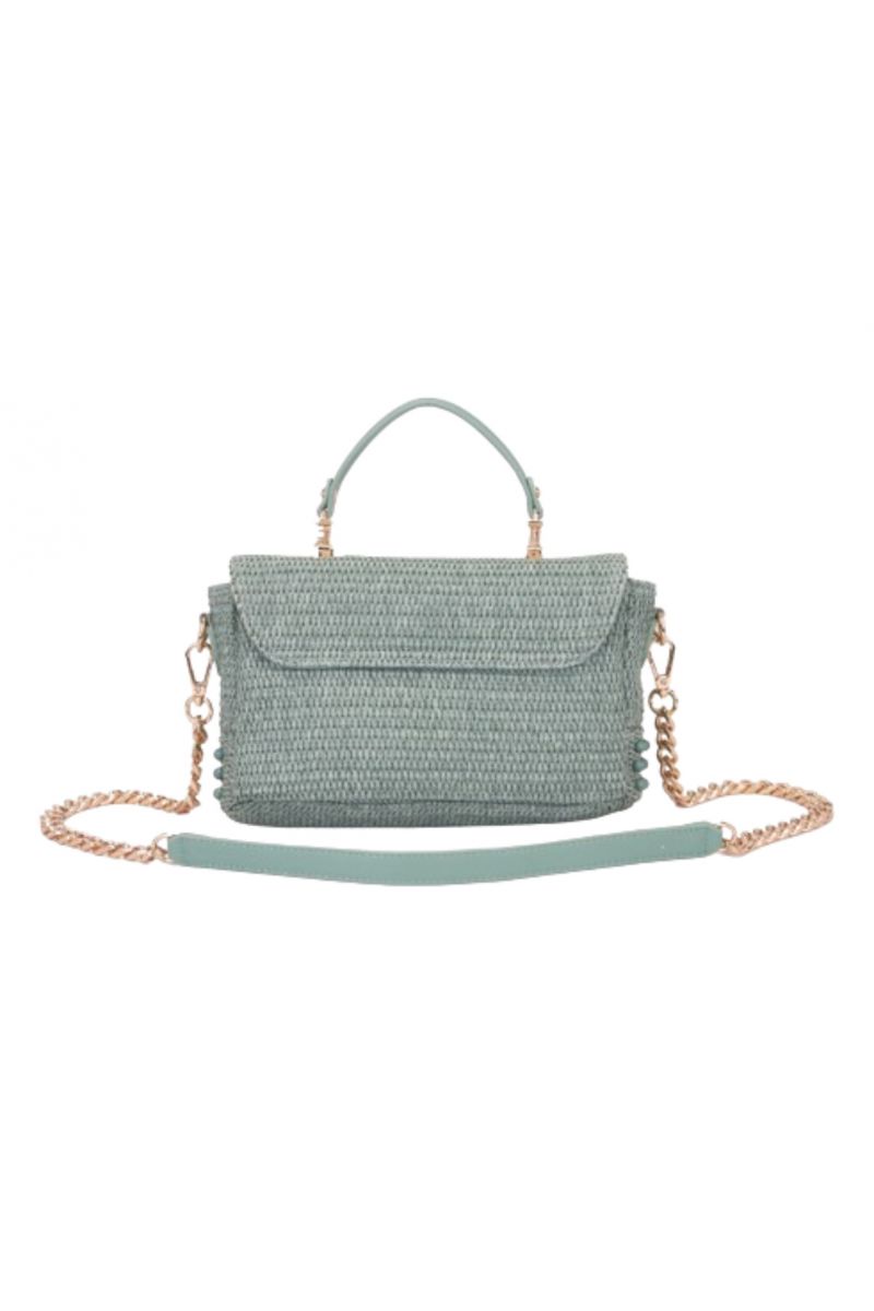 LA CARRIE - MALIBU MED HAND BAG RAFFIA+SYNT GREEN