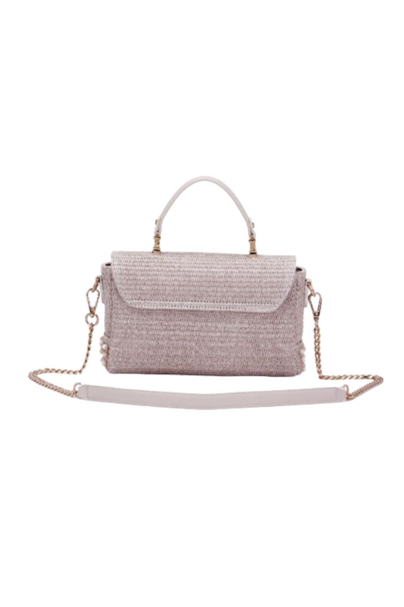 LA CARRIE - MALIBU MED HAND BAG RAFFIA+SYNT IVORY