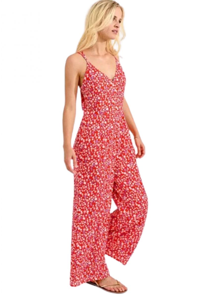 MOLLY BRACKEN LADIES WOVEN JUMPSUIT LA373 RED CHARLOTTE