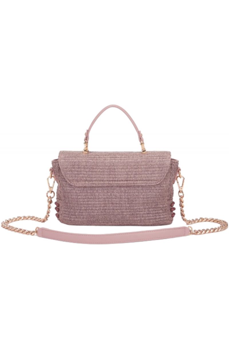 LA CARRIE - MALIBU MED HAND BAG RAFFIA+SYNT PINK