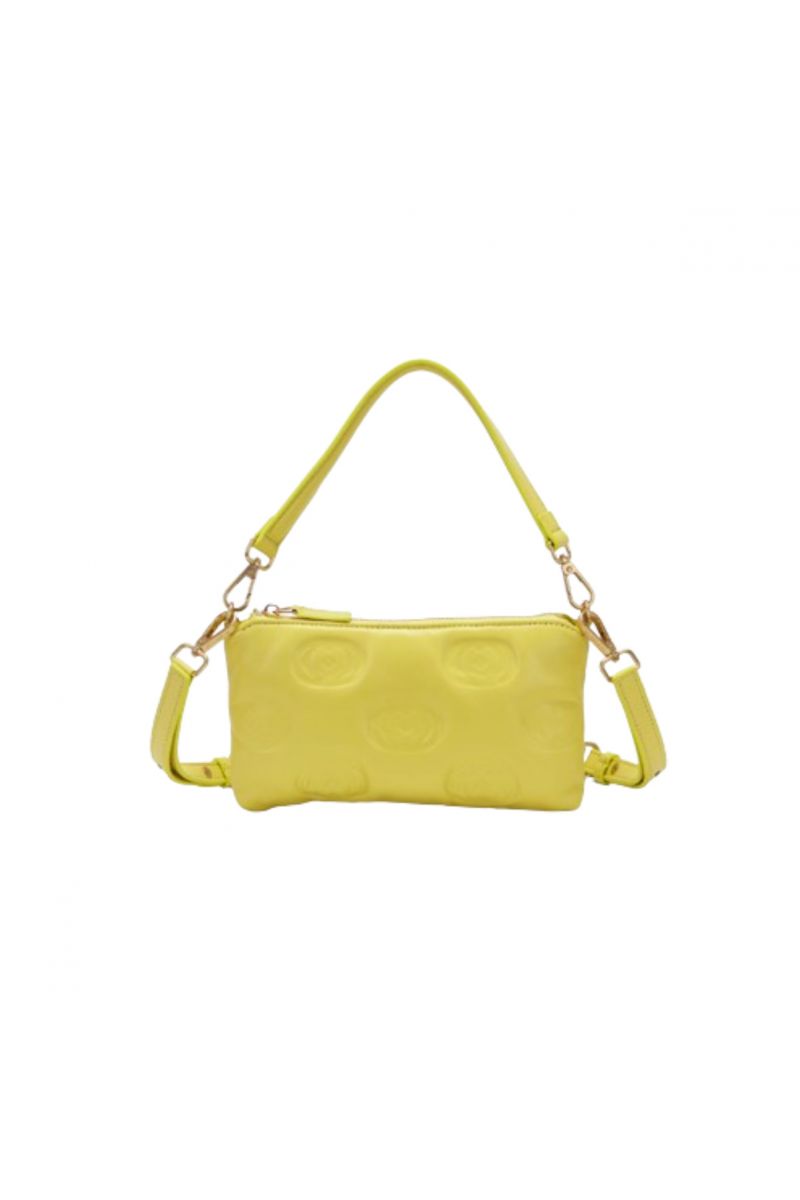 LA CARRIE - EMBOSSED LOGOS DOUBLE WALLET/BAG LEATHER YELLOW