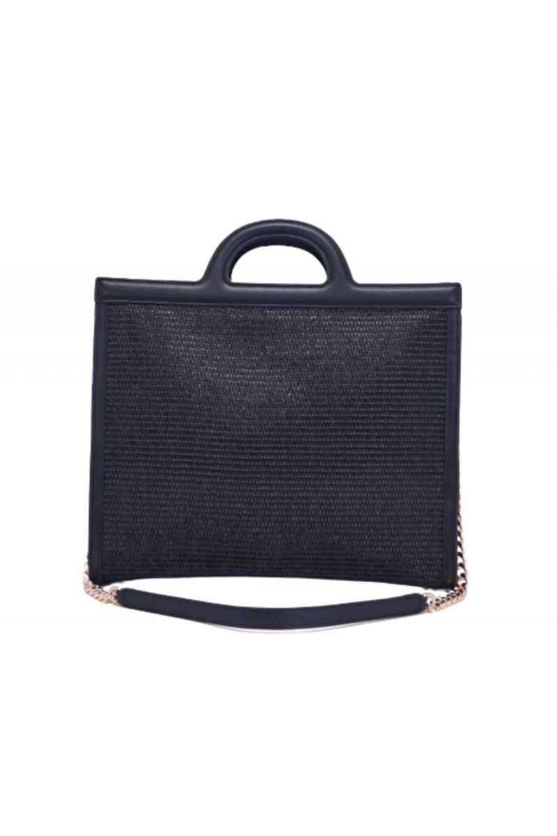 LA CARRIE - MALIBU BIG SHOPPER RAFFIA+SYNT BLACK