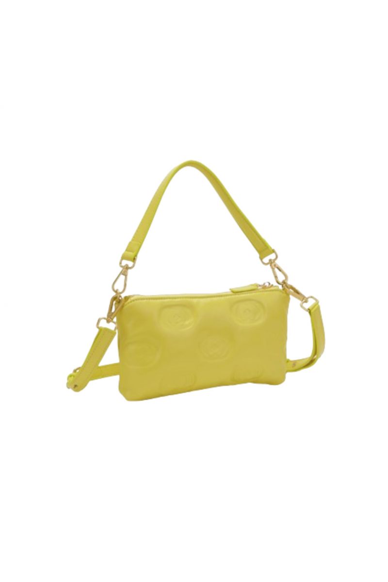 LA CARRIE - EMBOSSED LOGOS DOUBLE WALLET/BAG LEATHER YELLOW