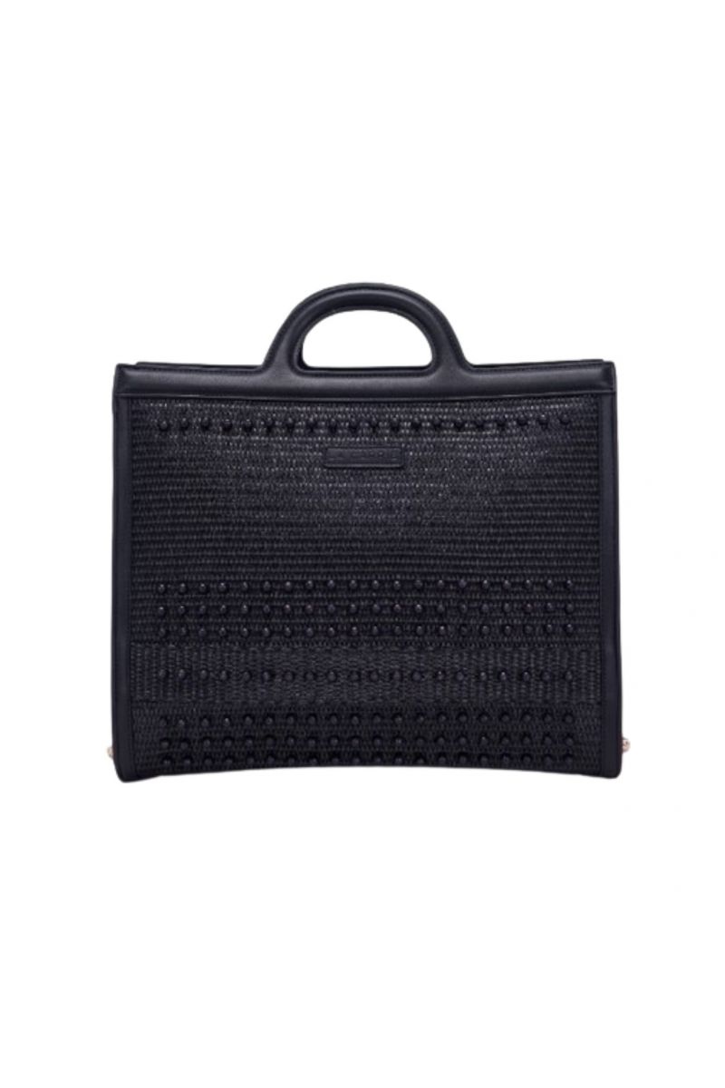 LA CARRIE - MALIBU BIG SHOPPER RAFFIA+SYNT BLACK