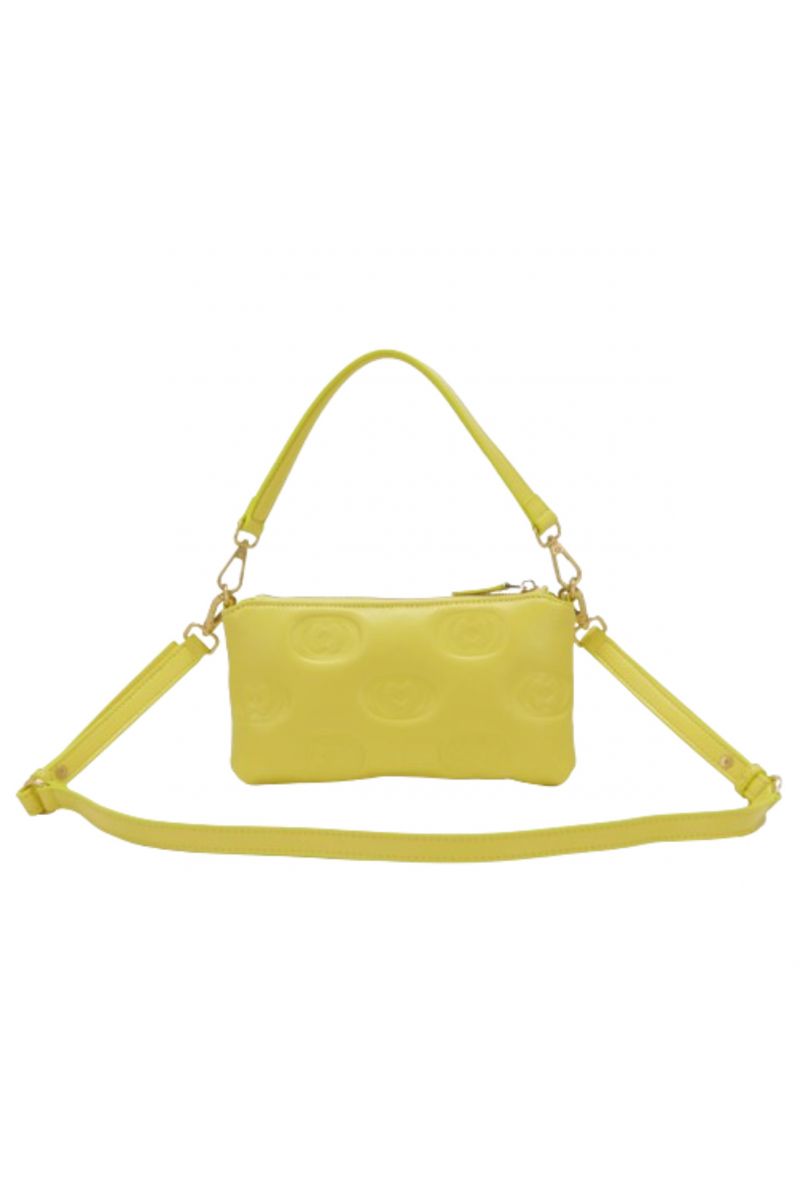 LA CARRIE - EMBOSSED LOGOS DOUBLE WALLET/BAG LEATHER YELLOW