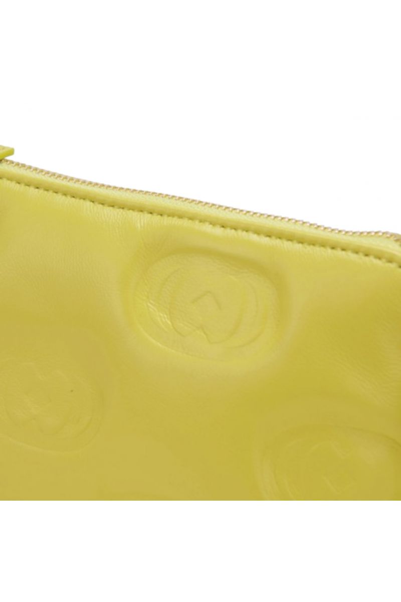 LA CARRIE - EMBOSSED LOGOS DOUBLE WALLET/BAG LEATHER YELLOW