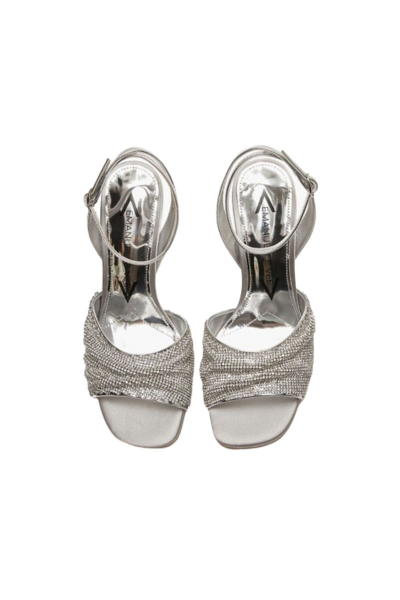 EMANUELLE VEE - SANDALO SAMANTHA STRASS MIRROR CRYSTAL/SILVER