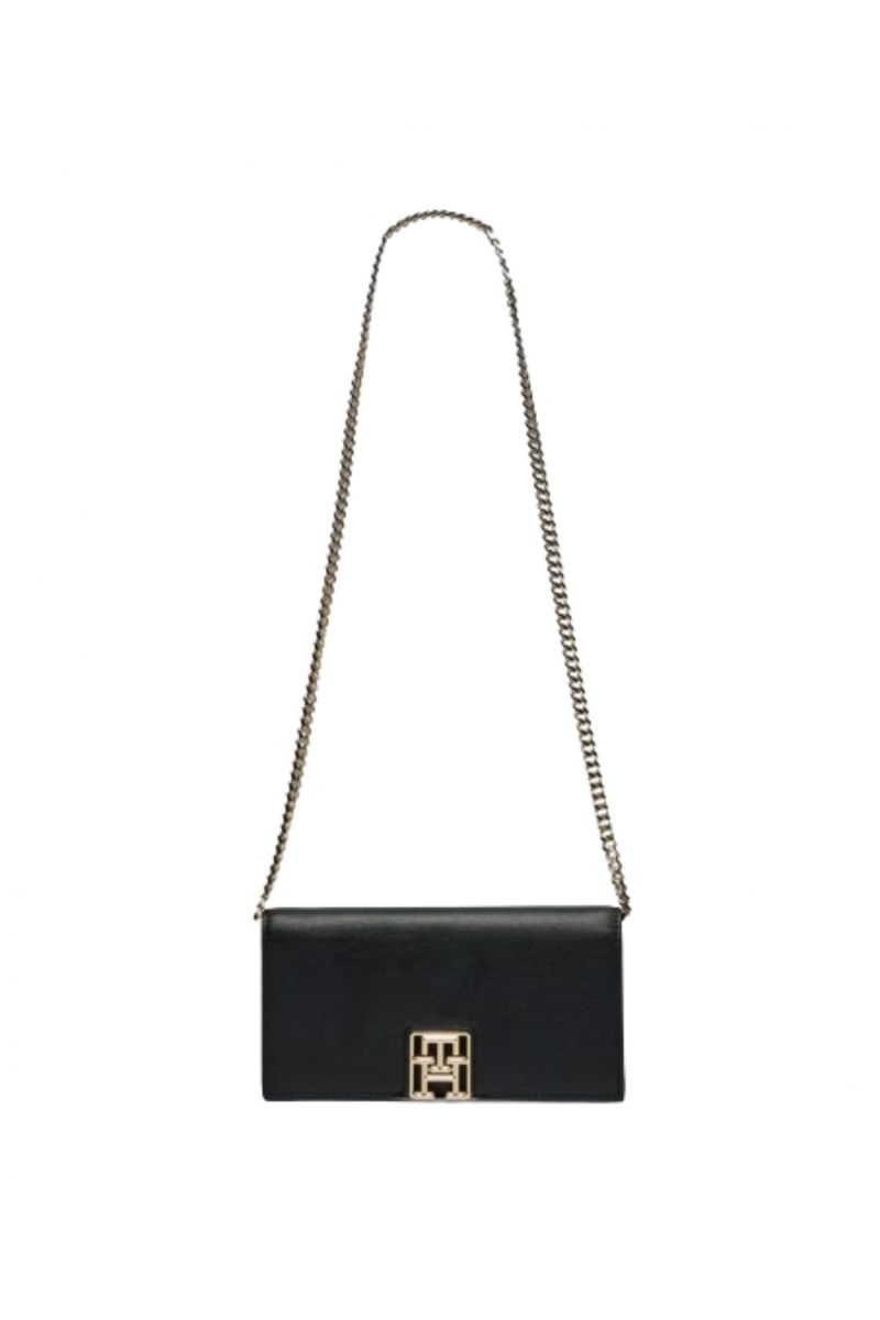 TOMMY HILFIGER TH RESET LRG FLAP W CHAIN BLACK BDS