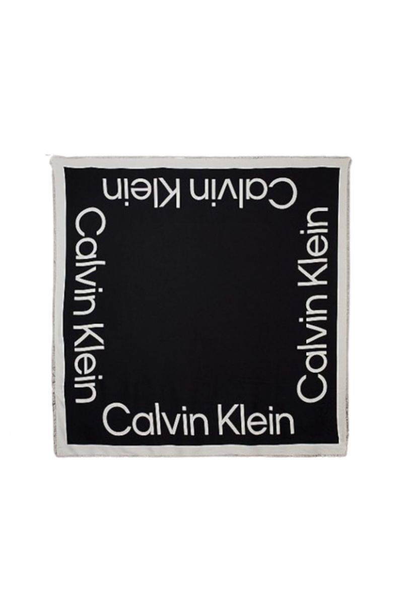 CALVIN KLEIN CONTRAST LOGO JACQUARD SCARF BEH