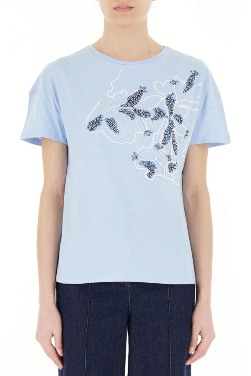 DIANA GALLESI - T-SHIRT SHORT SLEEVE BLUE/STRASS