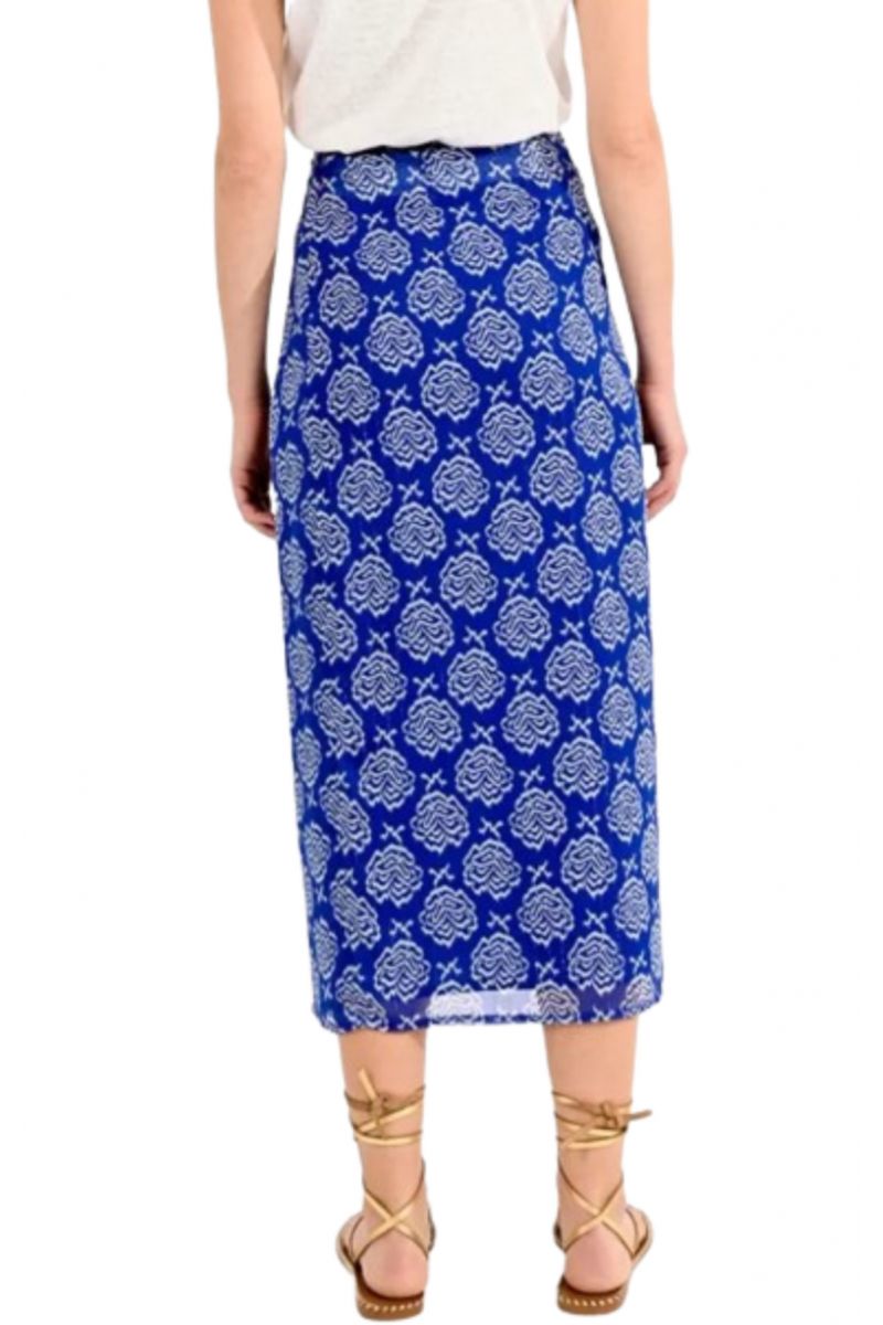 MOLLY BRACKEN LADIES WOVEN T1769 SKIRT BLUE/WHITE