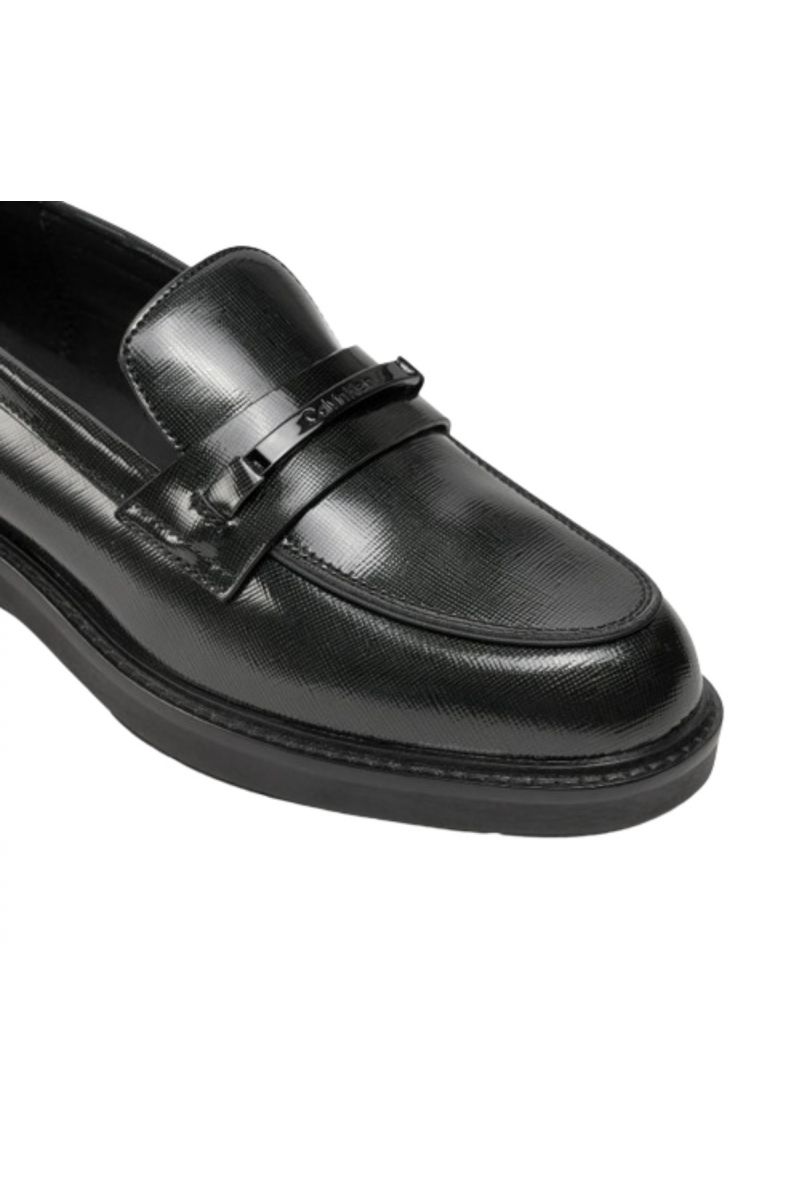 CALVIN KLEIN LOAFERS W/M BAR SAFF LTH BLACK BEH