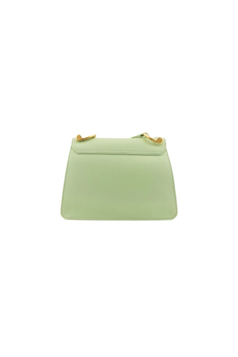 LA CARRIE - DRILLED LOGO MED.SHOULDER BAG TUMBLED LEATHER PISTACCHIO