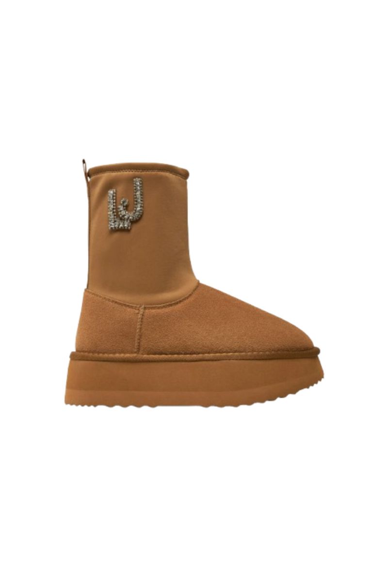 LIU JO BOOT COW SUEDE WITH ZIRGON LOGO COGNAC