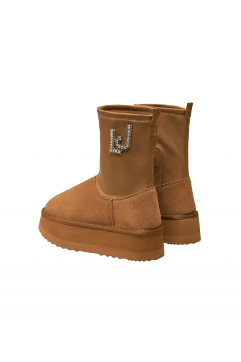 LIU JO BOOT COW SUEDE WITH ZIRGON LOGO COGNAC