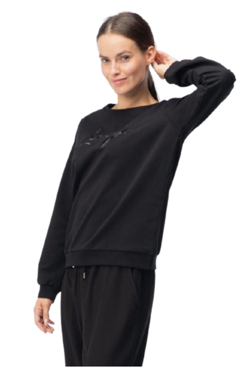 LIU JO SPORT TF4F02 ECS FELPA CHIUSA SWEATSHIRT BLACK