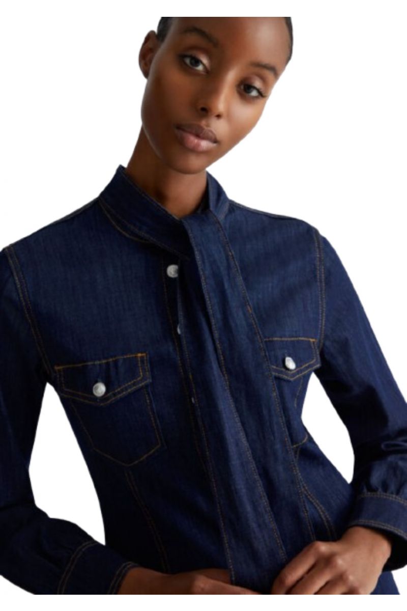 LIU JO DENIM UF4D08 CAMICIA DENIM FIOCCO M/L DARK BLUE