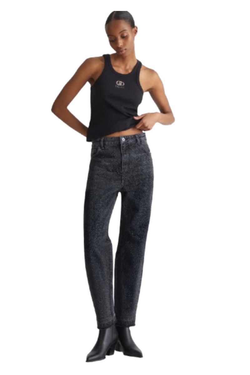 LIU JO DENIM PANT UF4D07 ECS CROPPED STRAIGHT H.W. BLACK