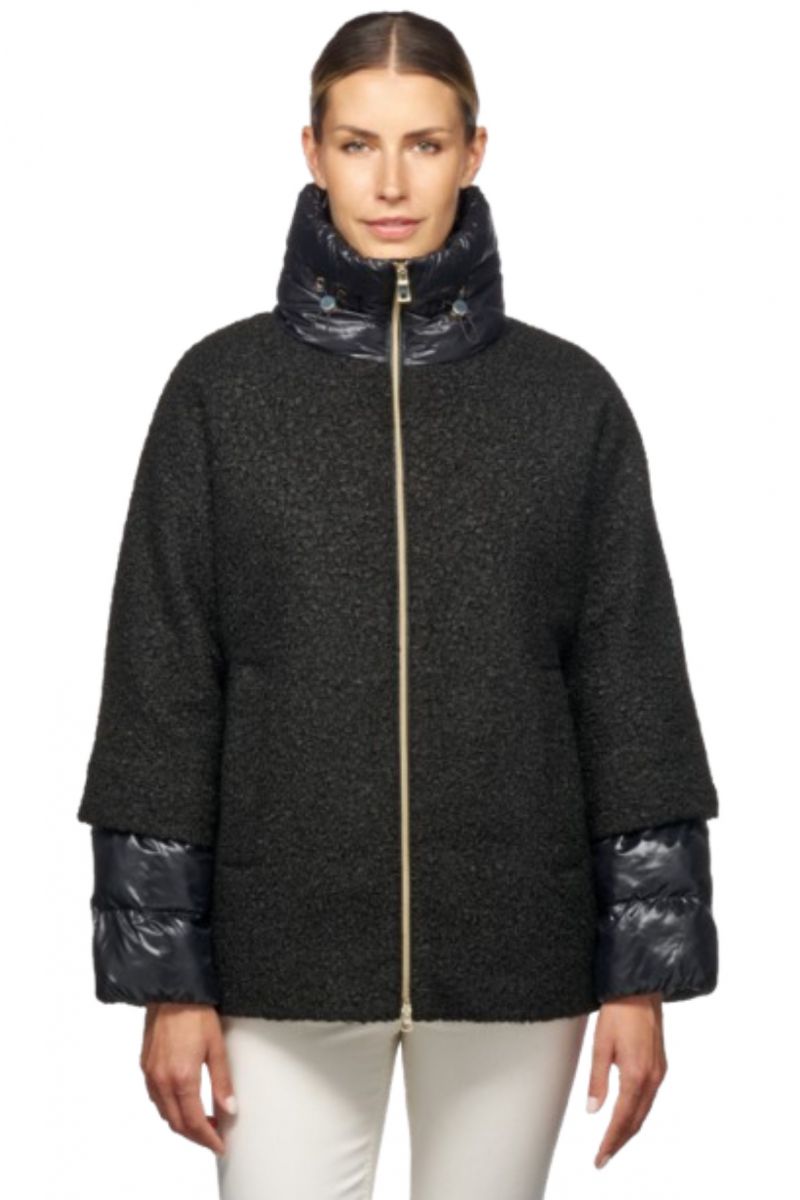 GEOX W CALITHE JACKET WITH DECORATIVE ECO FUR OUTSIDE P APPAREL 100% PL/PA - BLACK