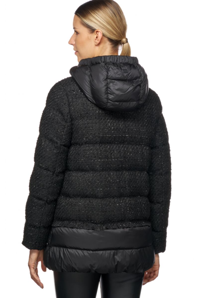 GEOX W MANILVA PARKA JACKET WITH OUTER KNIT FABRIC AND RHINESTONES 100% PL/PA - BLACK